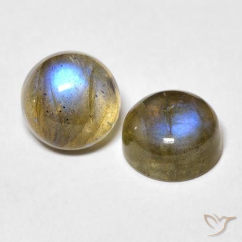 5.11 ctw Multicolor Labradorite Stones, Natural Labradorite in Round Cabochon Shape for Sale