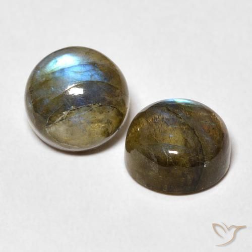 5.23 ctw Multicolor Labradorite Stones, Natural Labradorite in Round Cabochon Shape for Sale