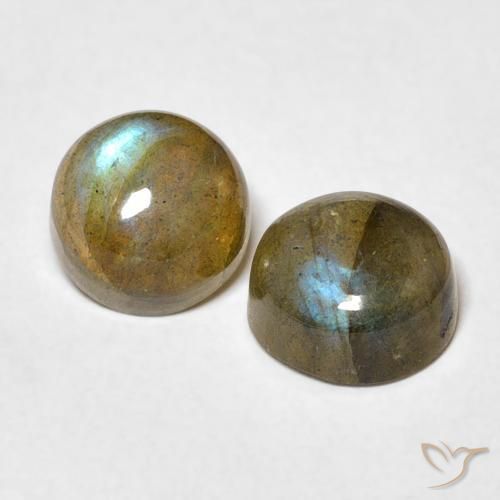 3.55 ctw Multicolor Labradorite Stones, Natural Labradorite in Round Cabochon Shape for Sale