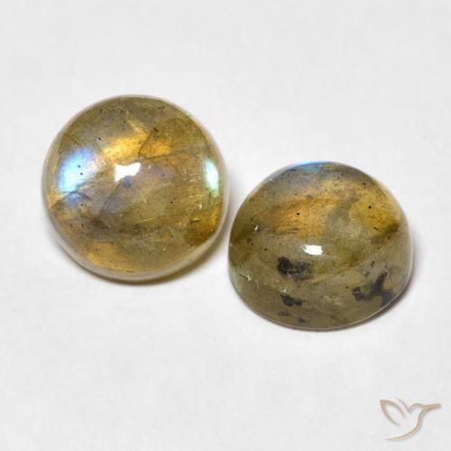 4.97 ctw Multicolor Labradorite Stones, Natural Labradorite in Round Cabochon Shape for Sale