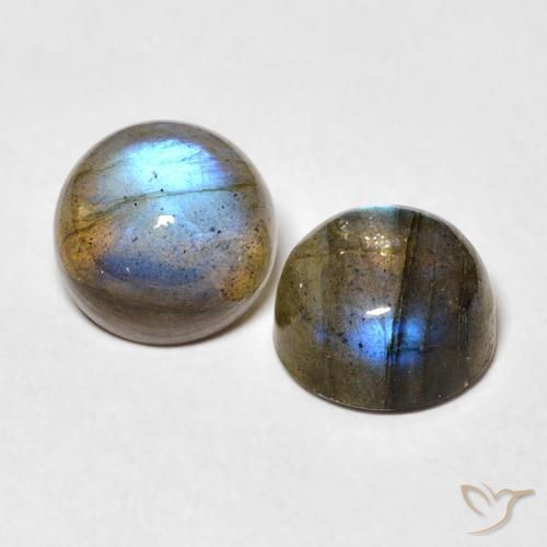 5.47 ctw Multicolor Labradorite Stones, Natural Labradorite in Round Cabochon Shape for Sale