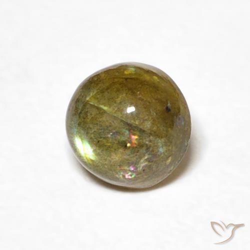 0.57 ct Multicolor Labradorite Stone, Natural Labradorite in Round Cabochon Shape for Sale