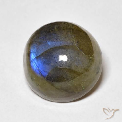 7.55 ct Multicolor Labradorite Stone, Natural Labradorite in Round Cabochon Shape for Sale