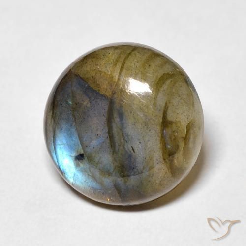 7.62 ct Multicolor Labradorite Stone, Natural Labradorite in Round Cabochon Shape for Sale