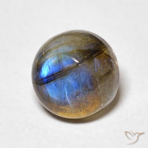2.41 ct Multicolor Labradorite Stone, Natural Labradorite in Round Cabochon Shape for Sale