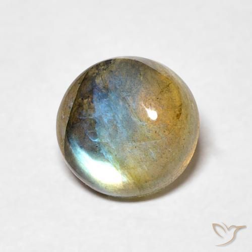 1.45 ct Multicolor Labradorite Stone, Natural Labradorite in Round Cabochon Shape for Sale
