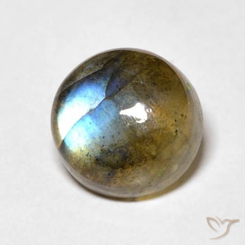 3.58 ct Multicolor Labradorite Stone, Natural Labradorite in Round Cabochon Shape for Sale