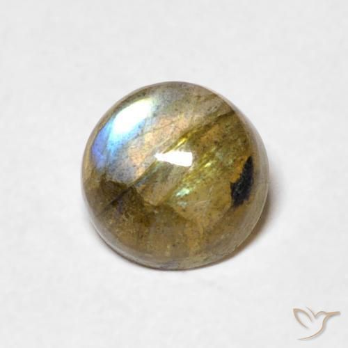 1.05 ct Multicolor Labradorite Stone, Natural Labradorite in Round Cabochon Shape for Sale