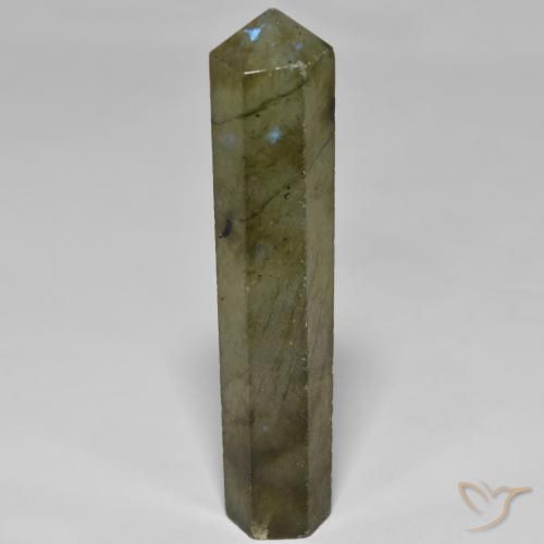 41.31 ct Pencil Cut Labradorite, 47.6 x 10.7 mm From Madagascar, Photo A
