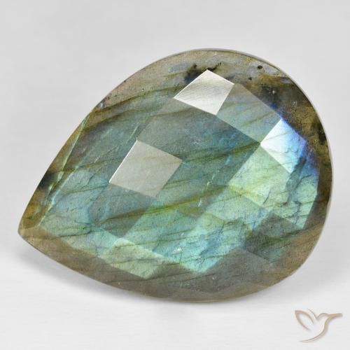 49.73ct Natural Multicolor Labradorite, Pear Shape, Opaque