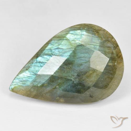 25.05ct Natural Multicolor Labradorite, Pear Shape, Opaque