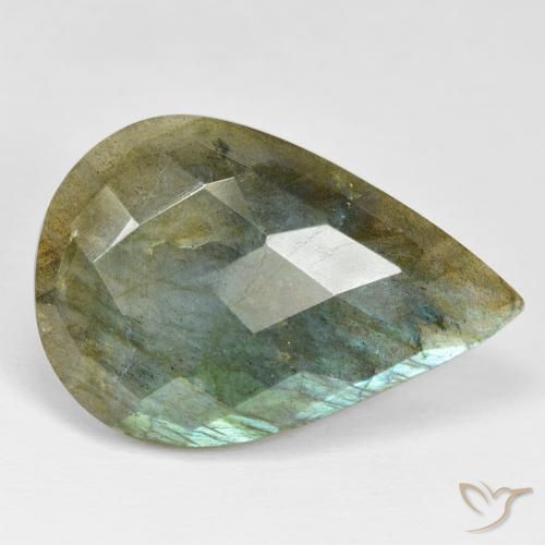25.05 ct Multicolor Labradorite Stone, Natural Labradorite in Pear Checkerboard Shape for Sale