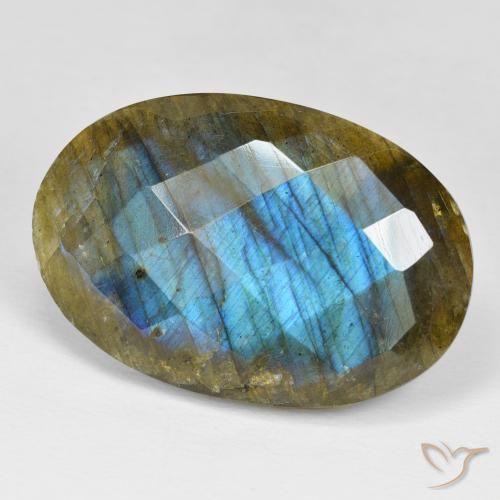 39.69 ct Multicolor Labradorite Stone, Natural Labradorite in Oval Checkerboard Shape for Sale