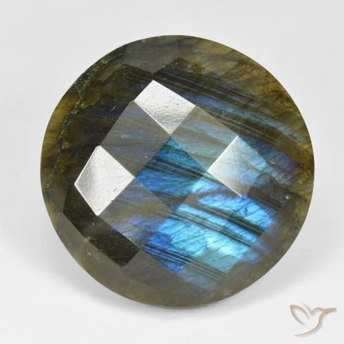 40.65 ct Round Checkerboard Labradorite, 25.8 mm From Madagascar, Photo A
