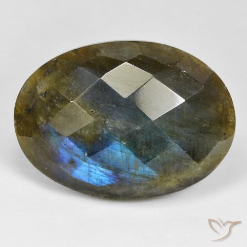 45.71 ct Oval Checkerboard Labradorite, 31.9 x 23 mm From Madagascar, Photo A