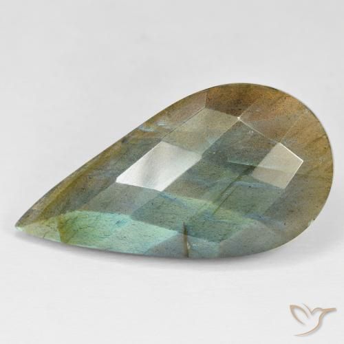31.85ct Natural Multicolor Labradorite, Pear Shape, Opaque