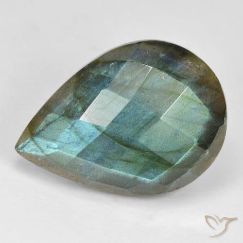 24.15ct Natural Multicolor Labradorite, Pear Shape, Opaque