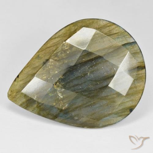 34.55 ct Multicolor Labradorite Stone, Natural Labradorite in Pear Checkerboard Shape for Sale
