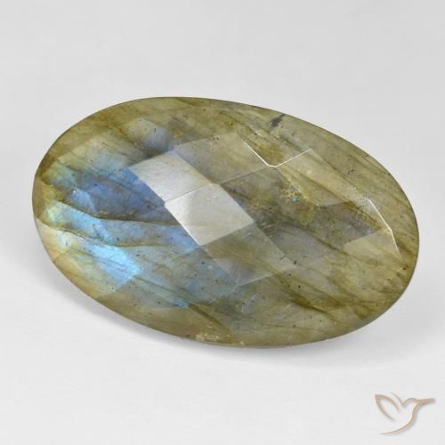 41.48 ct Multicolor Labradorite Stone, Natural Labradorite in Oval Checkerboard Shape for Sale