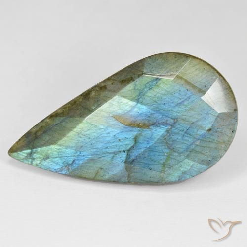 35.49ct Natural Multicolor Labradorite, Pear Shape, Opaque