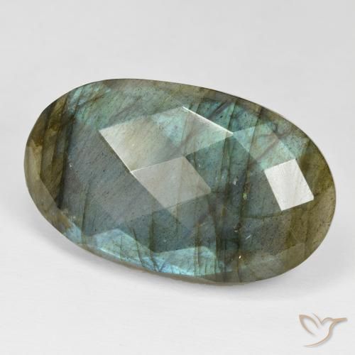 42.82 ct Multicolor Labradorite Stone, Natural Labradorite in Oval Checkerboard Shape for Sale