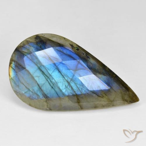 33.38 ct Pear Checkerboard Labradorite, 37.6 x 21.2 mm From Madagascar, Photo A