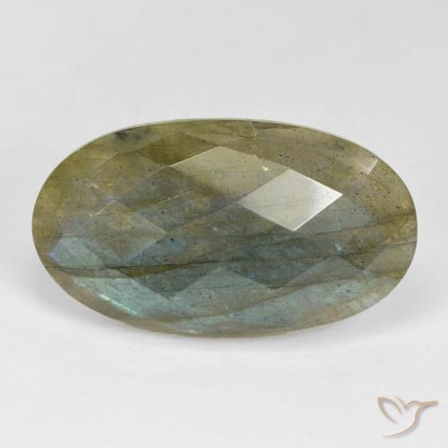 24.29 ct Multicolor Labradorite Stone, Natural Labradorite in Oval Checkerboard Shape for Sale