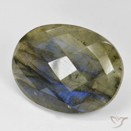 31.10 ct Multicolor Labradorite Stone, Natural Labradorite in Oval Checkerboard Shape for Sale