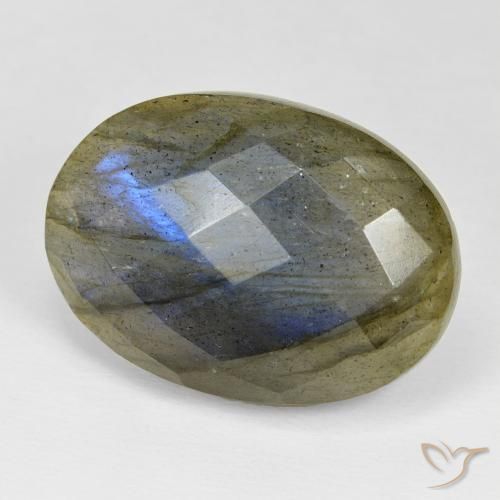 26.35 ct Multicolor Labradorite Stone, Natural Labradorite in Oval Checkerboard Shape for Sale