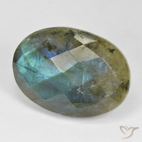 24.18 ct Multicolor Labradorite Stone, Natural Labradorite in Oval Checkerboard Shape for Sale