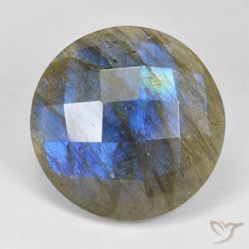 18.23 ct Round Checkerboard Labradorite, 21.1 mm From Madagascar, Photo A