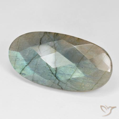 40.87 ct Multicolor Labradorite Stone, Natural Labradorite in Oval Checkerboard Shape for Sale