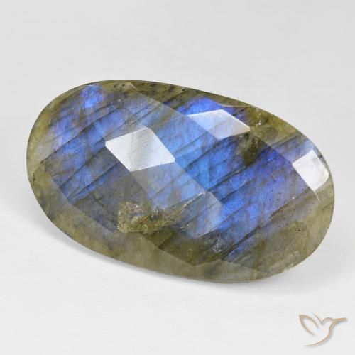 30.99 ct Multicolor Labradorite Stone, Natural Labradorite in Oval Checkerboard Shape for Sale