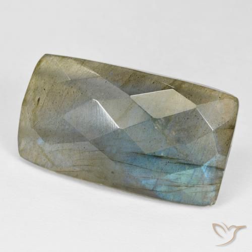 27.33 ct Multicolor Labradorite Stone, Natural Labradorite in Baguette Checkerboard Shape for Sale