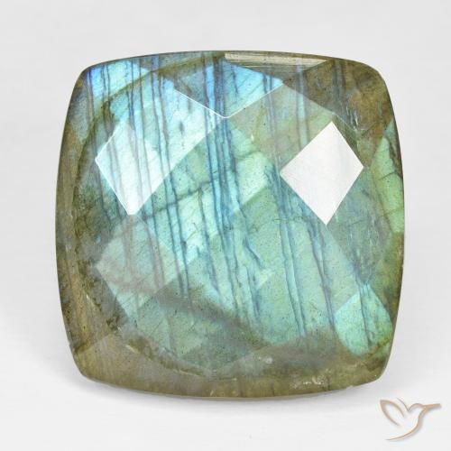 28.56ct Natural Multicolor Labradorite, Cushion, Opaque, Photo A