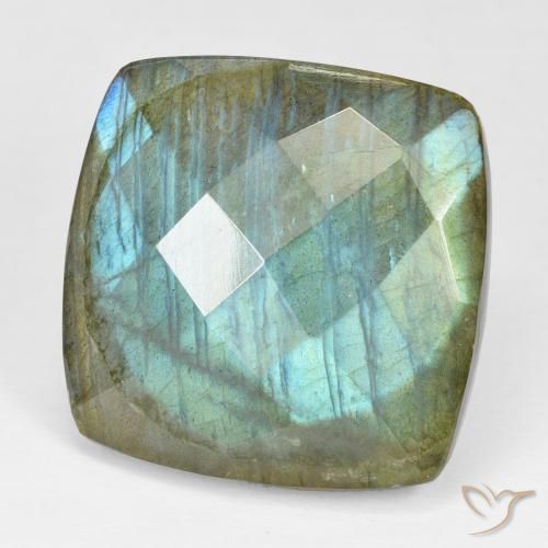 28.56 ct Multicolor Labradorite Stone, Natural Labradorite in Cushion Checkerboard Shape for Sale