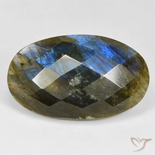 35.9 ct Oval Checkerboard Labradorite, 32.7 x 19.6 mm From Madagascar, Photo A
