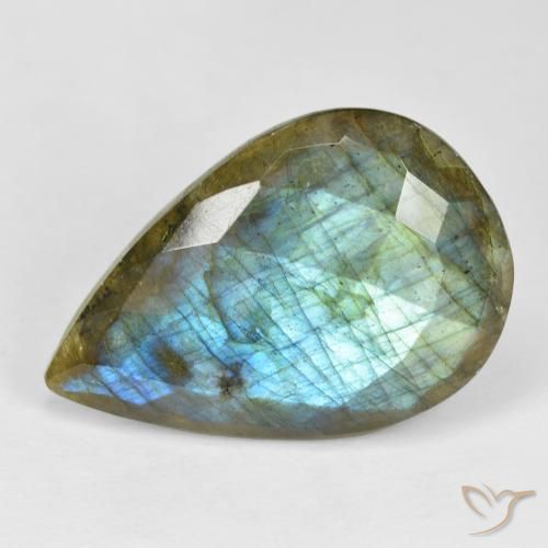 22.68ct Natural Multicolor Labradorite, Pear Shape, Opaque
