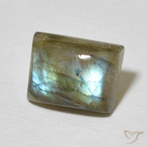 2.99 ct Multicolor Labradorite Stone, Natural Labradorite in Baguette Cabochon Shape for Sale