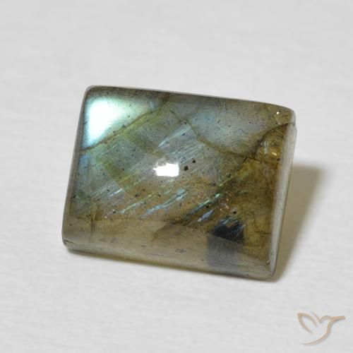 3.36 ct Multicolor Labradorite Stone, Natural Labradorite in Baguette Cabochon Shape for Sale