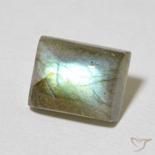 2.90 ct Multicolor Labradorite Stone, Natural Labradorite in Baguette Cabochon Shape for Sale