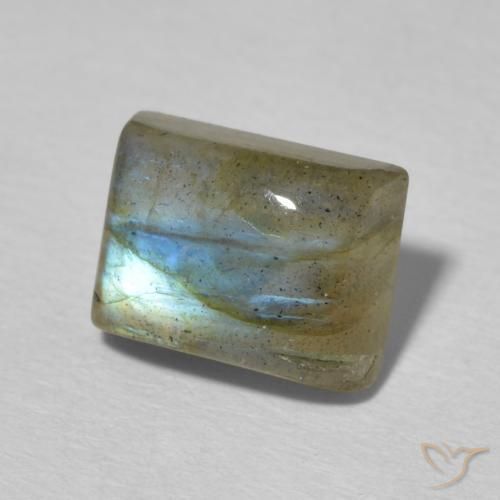 2.90 ct Multicolor Labradorite Stone, Natural Labradorite in Baguette Cabochon Shape for Sale