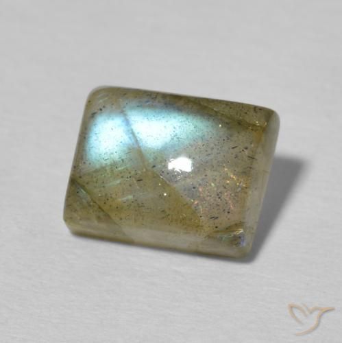 2.85 ct Multicolor Labradorite Stone, Natural Labradorite in Baguette Cabochon Shape for Sale