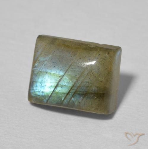 2.87 ct Multicolor Labradorite Stone, Natural Labradorite in Baguette Cabochon Shape for Sale