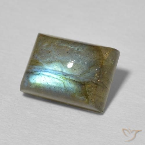 3.02 ct Multicolor Labradorite Stone, Natural Labradorite in Baguette Cabochon Shape for Sale