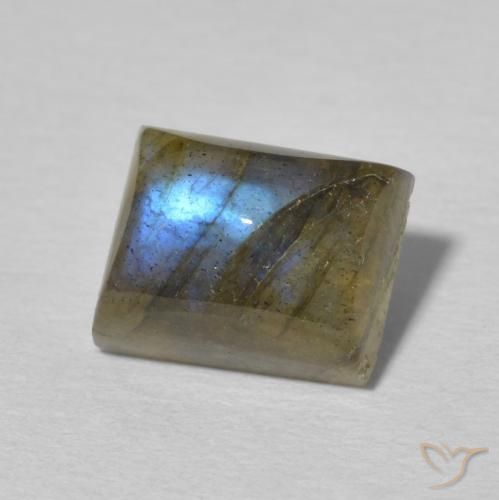 3.03 ct Multicolor Labradorite Stone, Natural Labradorite in Baguette Cabochon Shape for Sale
