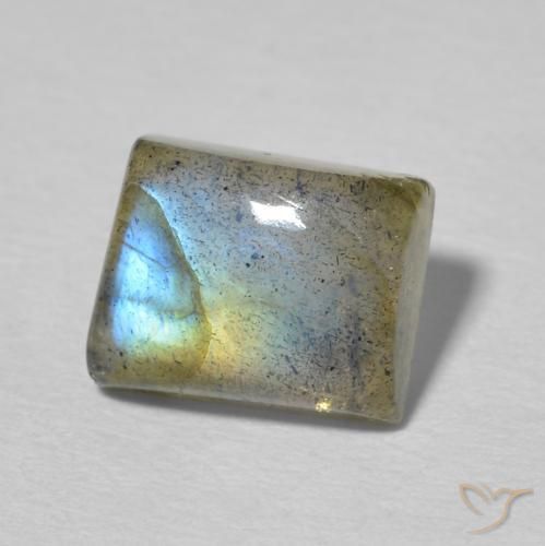 2.90 ct Multicolor Labradorite Stone, Natural Labradorite in Baguette Cabochon Shape for Sale