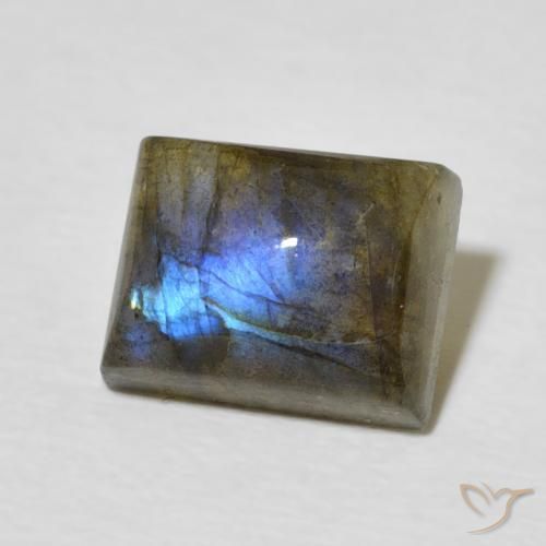 3.13 ct Multicolor Labradorite Stone, Natural Labradorite in Baguette Cabochon Shape for Sale