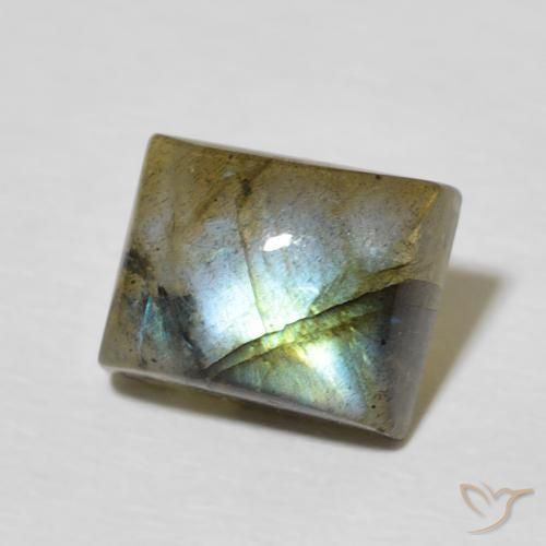 3.20 ct Multicolor Labradorite Stone, Natural Labradorite in Baguette Cabochon Shape for Sale