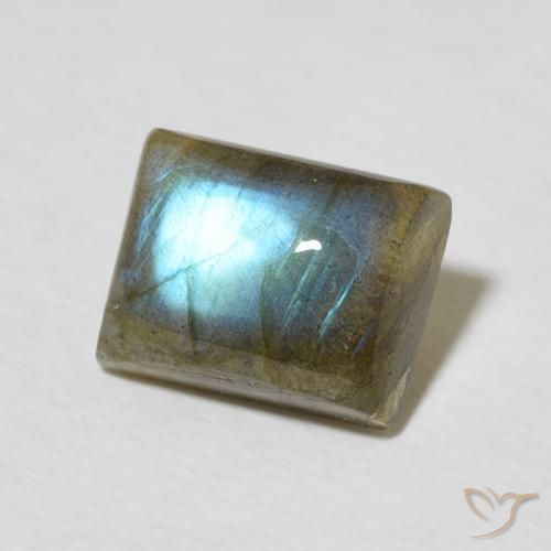 2.51 ct Multicolor Labradorite Stone, Natural Labradorite in Baguette Cabochon Shape for Sale